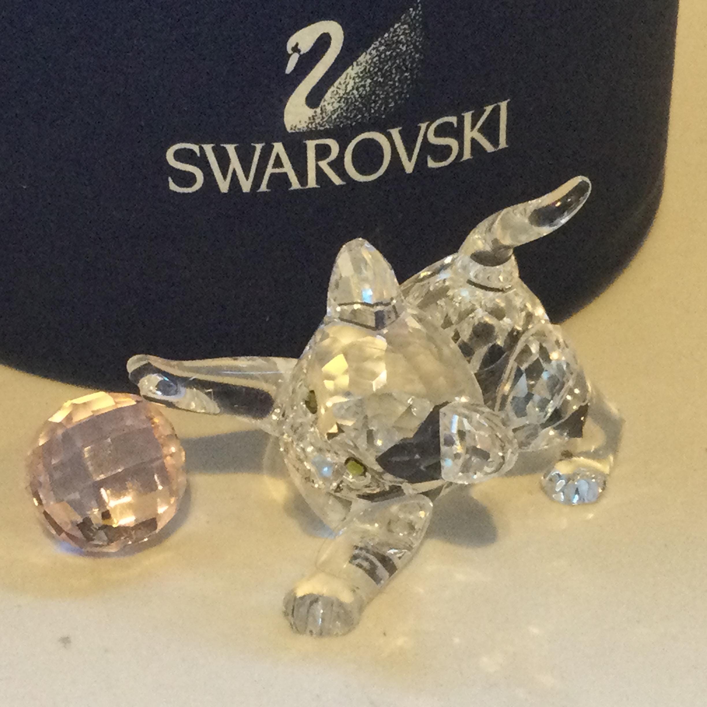Swarovski Crystal Kitten and Ball - Etsy Canada