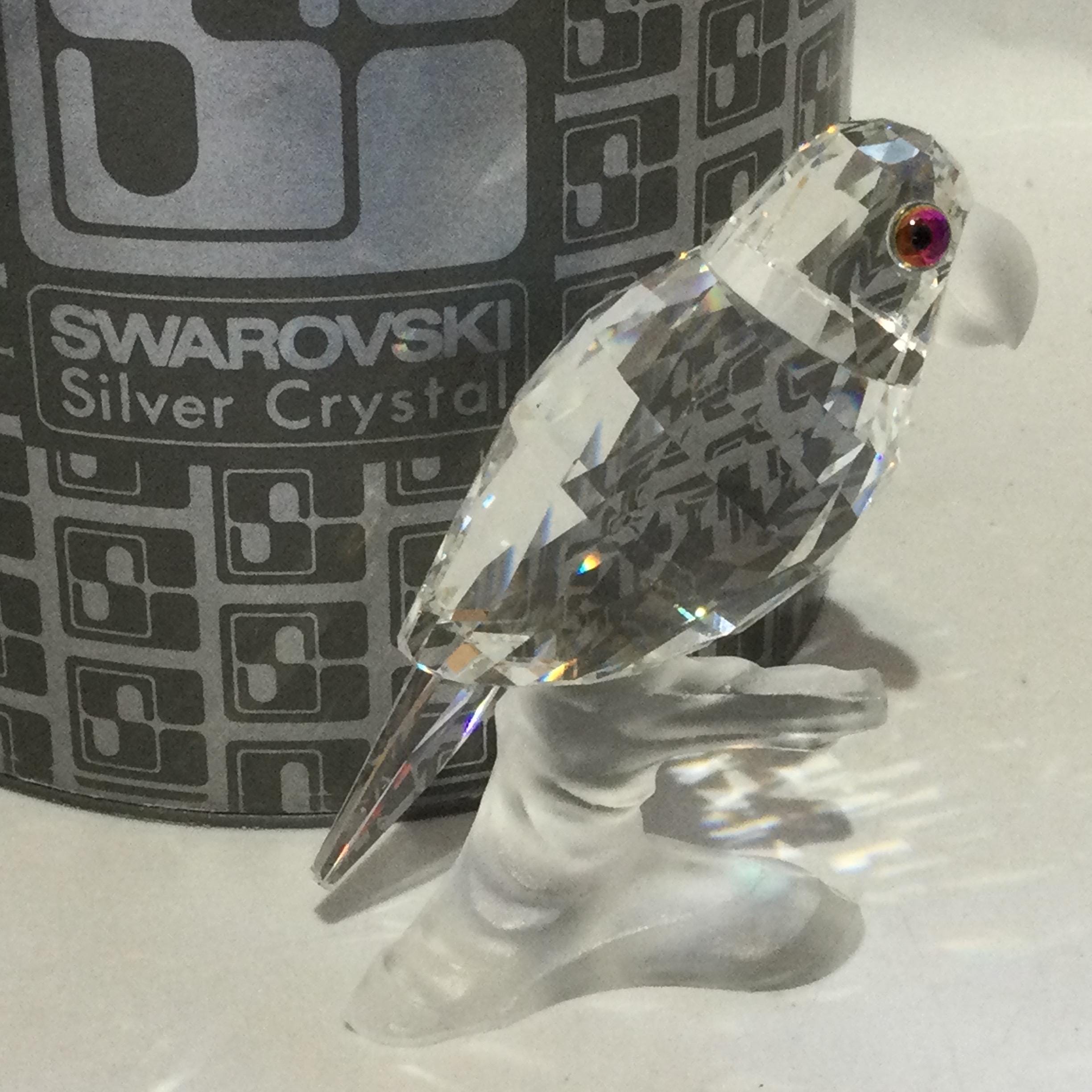 BOXED Swarovski Crystal PARROT on BRANCH (up in the Trees) #119443