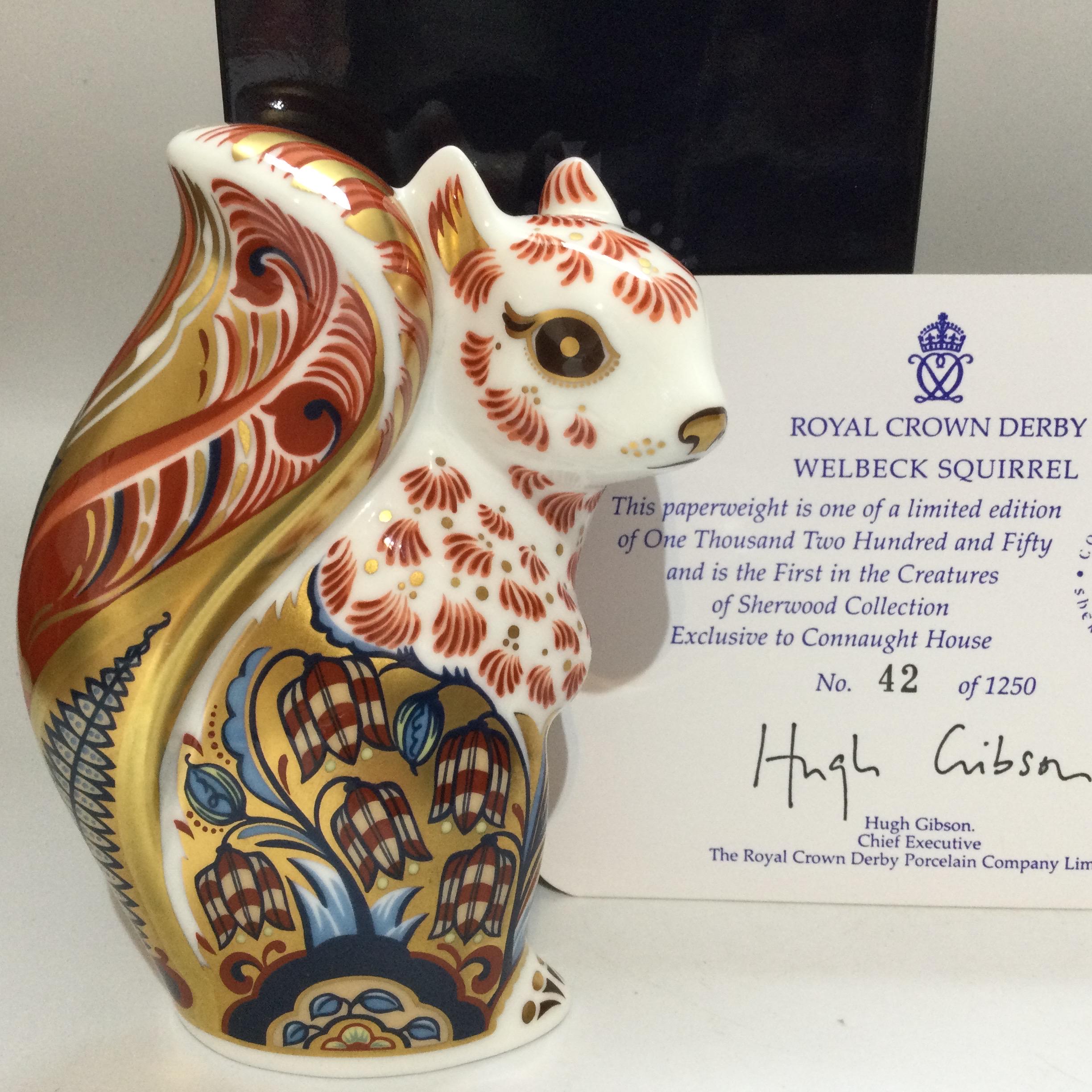  CROWN DERBY 文鎮　置物 BOXED Royal Crown Derby WELBECK SQUIRREL Paperweight (L/E #42 of