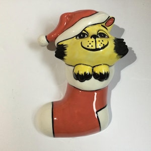 Lorna Bailey CHRISTMAS KITTY Wall Plaque (Santa Cat) 2004