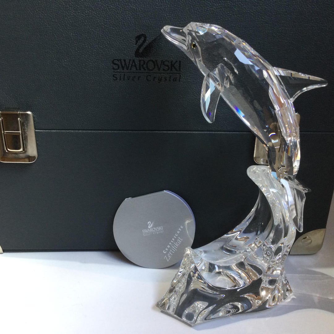 スワロフスキー　イルカ CASED Large Swarovski Crystal DOLPHIN MAXI #221628 - Etsy