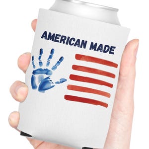Freedom Patriotic Can Cooler, 4th of July Drink Holder, USA Independence Day BBQ Gift, Insulated Beverage Sleeve, Americana Flag Theme