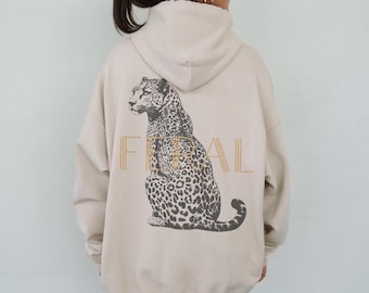Feral Leopard Hoodie Retro Gift for Her Feral Cat Gift for Best Friend Trendy Sarcastic Sweatshirt Oversized Fit Cute Cat Trendy Hoodie