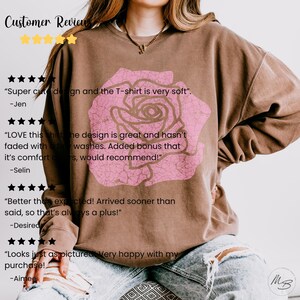 Rose Vintage Style Comfort Colors® Sweatshirt Gift for Her Trendy Crewneck Rose Lover Shirt for Daughter Boho Aesthetic Graphic Sweatshirt image 6