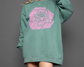 Rose Vintage Comfort Colors® Sweatshirt Gift for Her Trendy Crewneck Rose Lover Gift for Daughter Boho Aesthetic Graphic Sweatshirt