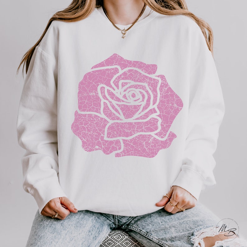 Rose Vintage Style Comfort Colors® Sweatshirt Gift for Her Trendy Crewneck Rose Lover Shirt for Daughter Boho Aesthetic Graphic Sweatshirt White
