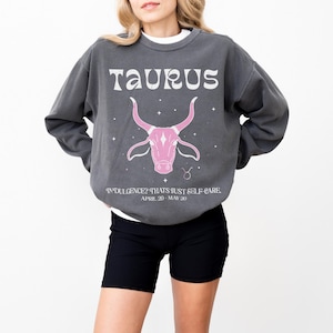 Personalized Taurus Comfort Colors® Birthday Sweatshirt Gift for Her Vintage-Look Birthday Crewneck Taurus Astrology Gift Star Sign Lover