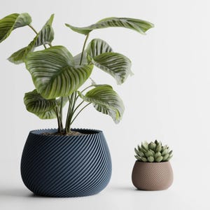 Moderne plantenbak met geribbelde look rond diagonaal patroon | Keuken Thuis Slaapkamer Cadeau voor miniplanten 3D-geprint 3 4 5 6 7 8 inch LUTANDE
