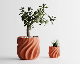 Smooth Ribs Look Planter Round | Kitchen Home Bedroom Gift For Mini Plants 3D Printed 3 4 5 6 7 8 inch MJUK