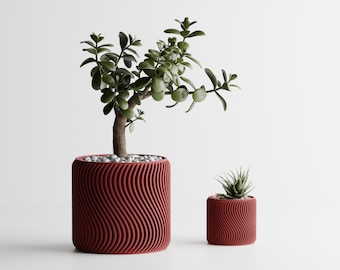 Rippled Planter Round | Kitchen Home Bedroom Gift For Mini Plants 3D Printed 3 4 5 6 7 inch KRUSNING