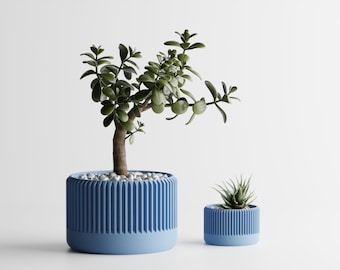 Modern Pot Half-Grooved Planter Round | Kitchen Home Bedroom Gift For Mini Plants 3D Printed 3 4 5 6 7 8 inch KANJON