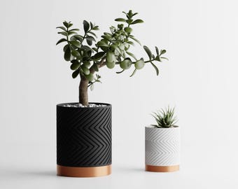 Two-Tone Zigzag Planter Round | Kitchen Home Bedroom Gift For Mini Plants 3D Printed 3 4 5 6 7 inch TÄNDER