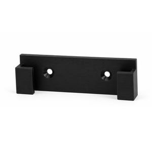 May include: A matte black metal wall hook featuring a rectangular backplate with two countersunk screw holes and two vertical, square-shaped prongs extending from the ends. The hardware has a smooth, uniform finish and a clean, geometric design.