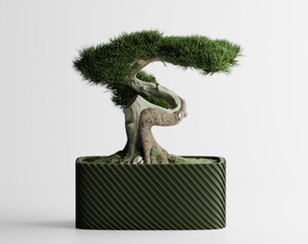 Maceta moderna de líneas largas para cocina, hogar, dormitorio, regalo para mini plantas, impresa en 3D, 3, 4, 5, 6, 7 y 8 pulgadas de largo.