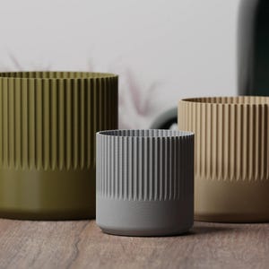 Modern Pot Half-Grooved Planter Round | Kitchen Home Bedroom Gift For Mini Plants 3D Printed 3 4 5 6 7 8 inch Halvrafflad