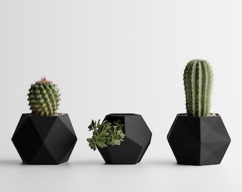 Geometric Trio Plant Pots | Kitchen Home Bedroom Gift For Mini Plants | 14 Colors GEO TRE