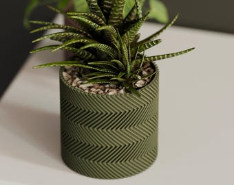 Zig-Zag Planter Round | Kitchen Home Bedroom Gift For Mini Plants 3D Printed 3 4 5 6 7 inch SICKSACK