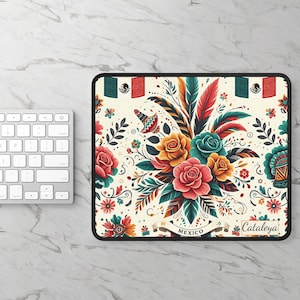 Personalized Mexican Mouse Pad, Mexican Floral Mouse Pad, Coworker present, Gaming Mouse Pad, Cute Office Decor, Souvenir, 9 X 7