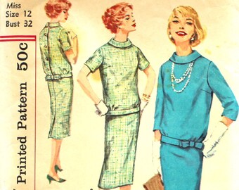 1960's Two Piece Dress Bust 32 Simplicity 2600