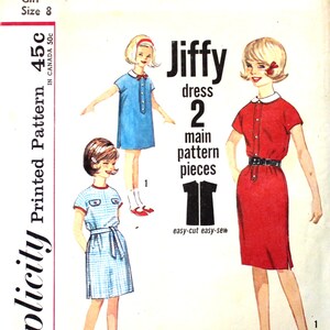 Girl&#39;s Size 8 Jiffy Dress with Kimono Sleeves Simplicity 4779