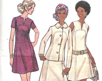 UNCUT 1960's Dress and Jacket Bust 37 Butterick 5865 Vintage Sewing Pattern Size 14 1/2