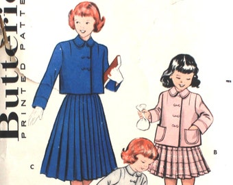 UNCUT Pleated Skirt Suit Size 4 Butterick 6236 Vintage Sewing Pattern