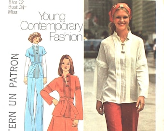 UNCUT Blouse or Dress Bust 34 Simplicity 7258 Vintage Sewing Pattern Size 12