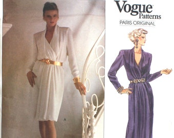 UNCUT Vogue Yves St Laurent Dress Bust 32.5 Size 10 Vintage Sewing Pattern 2364