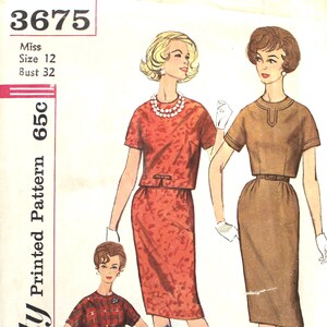 Two Piece Dress with Kimono Sleeves Bust 32 Simplicity 36745 Vintage Sewing Pattern