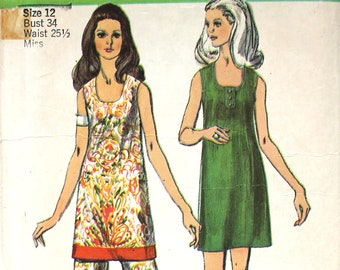 Super Jiffy Mini-Dress and Pants Bust 34 Size 12 Simplicity 8730 Vintage Sewing Pattern