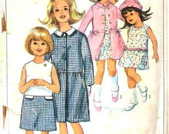 Vestido de las niñas, sombrero & abrigo tamaño 8 simplicidad 6333 vintage patrón de costura