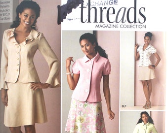 UNCUT Threads Magazine Skirt and Jacket w/ Cute Collar Bust 36-44 Simplicity 2645 Sewing Pattern