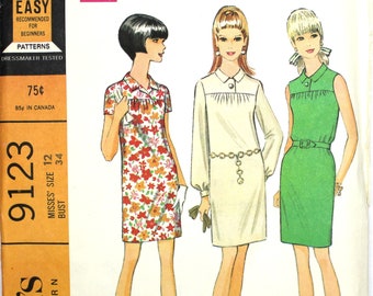 Dress with Front Gathering Bust 34 Size 12 McCalls 9123 Vintage Sewing Pattern