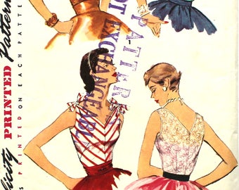 Sunback Blouses 1950's Set Bust 30 Size 12 Simplicity 1171 Vintage Sewing Pattern