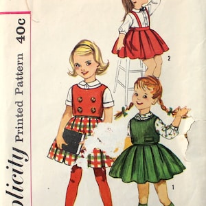 Meisjes Blouse, Top en rok maat 5 eenvoud 3614 Vintage naaien patroon