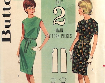 Extra Quick n' Easy Shift with Extended Shoulders Bust 36 Size 16 Butterick 3026 Vintage Sewing Pattern