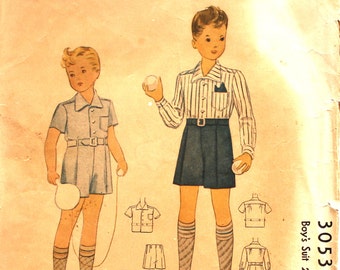 1930's Boys Short Suit Pattern SIze 4 Printed Pattern McCall 3053