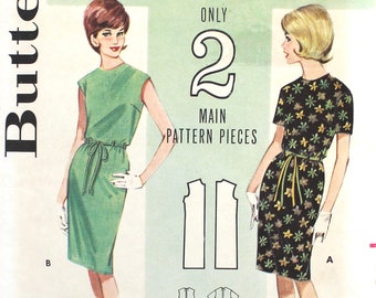 Extra Quick n' Easy Shift with Extended Shoulders Bust 32 Size 12 Butterick 3026 Vintage Sewing Pattern