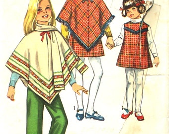 Girls Poncho, Jumper, Pants and Scarf Pattern Size 10 Simplicity 8944