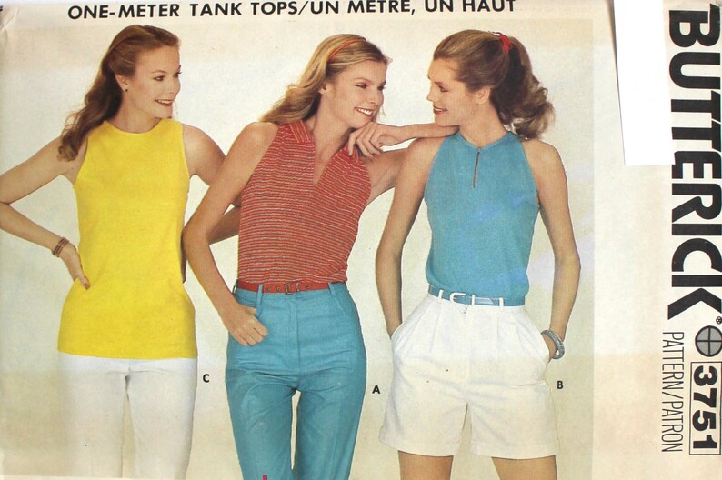 UNCUT One Metre Tops Size Small Medium or Large Butterick 3751 Vintage Sewing Pattern image 1