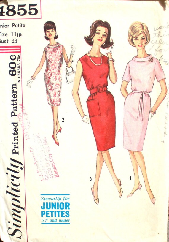 Basic One Piece Dress 11jp Bust 33 Simplicity 4855 Vintage Etsy Basic One Piece Dress 11jp Bust 33 Simplicity 4855 Vintage Etsy