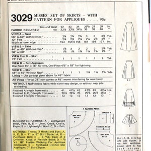 UNCUT Set of Skirts Waist 27 McCalls 3029 Vintage Sewing Pattern 画像 2
