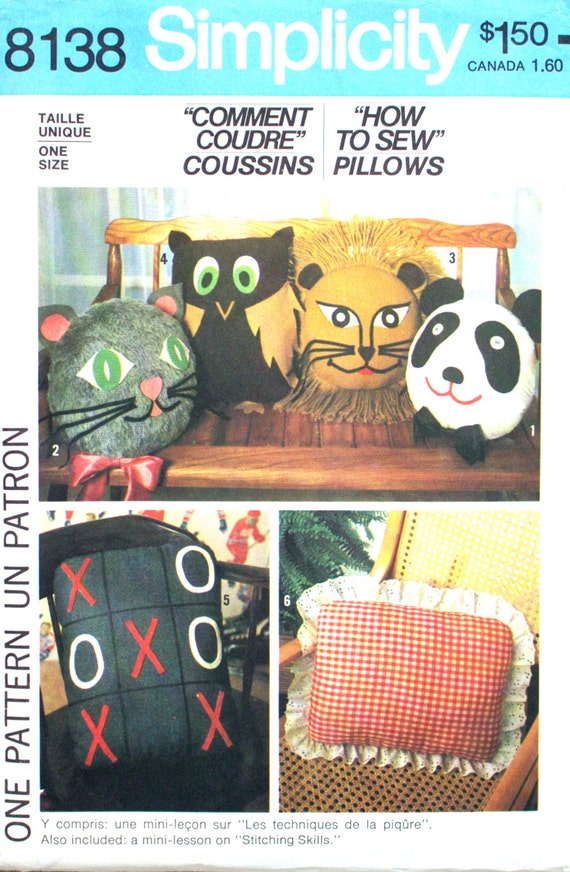 Chouette Chat Lion Et Patron De Couture Pour Le Coussin Etsy