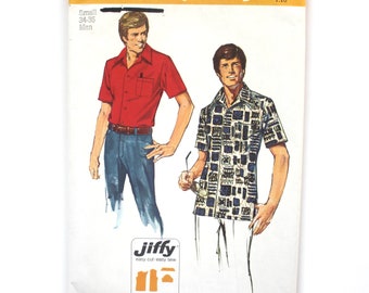 Men's Shirt Size Small Chest 34-36 Neck 14-14.5" Simplicity 6368 Vintage Sewing Pattern