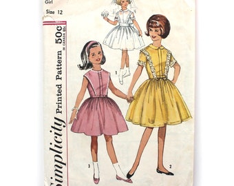 Girl's Dress with Peter Pan Collar Size 12 Simplicity 4874 Vintage Sewing Pattern