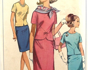 1960's Two Piece Dress Bust 39 Simplicity 6511 Vintage Sewing Pattern