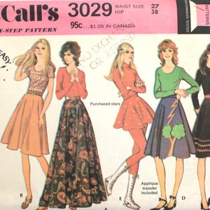 UNCUT Set of Skirts Waist 27 McCalls 3029 Vintage Sewing Pattern 画像 1