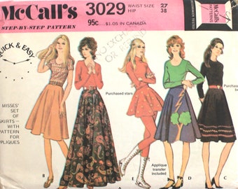 UNCUT Set of Skirts Waist 27 McCalls 3029 Vintage Sewing Pattern