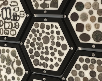 Metal Detecting Finds Display Hexagon: Wall Mounted History Case