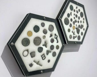 Metal Detecting Finds Display Hexagon: Wall Mounted History Case